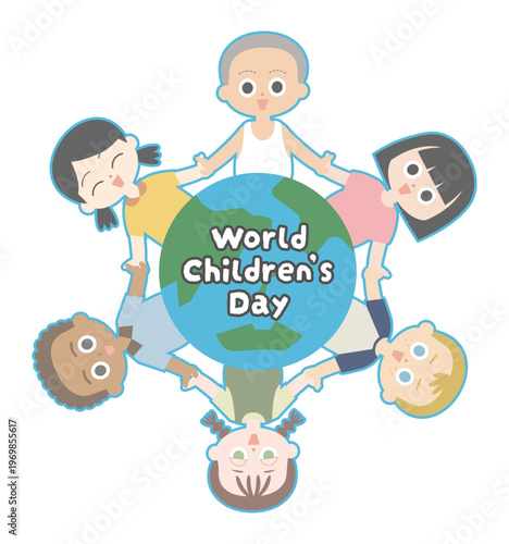世界子どもの日をイメージしたアイコン素材。世界中の子どもが守られてほしい思いを絵にしました。