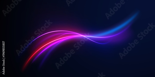 Bright arcs curve dynamically with glowing edges. Motion blur creates a sense of speed. Clean PNG for tech and digital design.