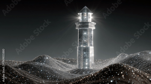 digital dynamic shining lighthouse in web illustration