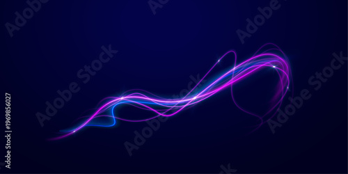 Speed light effects stretch across a night scene. Neon glow creates a futuristic road view. Motion emphasizes acceleration.