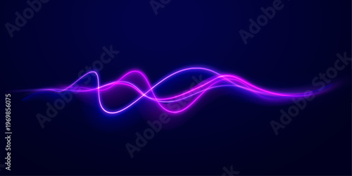 Neon circle pulses with glowing light waves. Particles scatter in smooth rotating motion. The effect suggests speed and power.