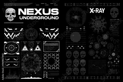 Nexus underground x ray a complex dark and technical graphic design