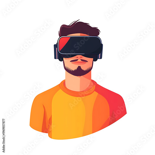 Futuristic VR headset on man illustration