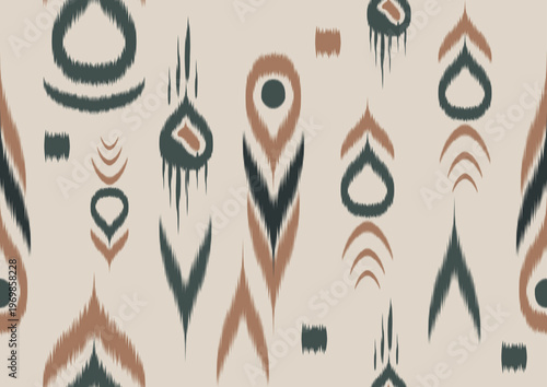 Ethnic Ikat Feather Pattern in Earthy Tones