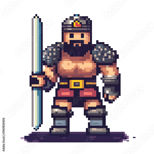 Retro Pixelated Warrior and Game Over Message