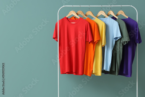 Rack with stylish colorful ...
