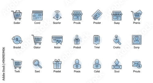 Online shopping icons set. E-commerce signs collection.