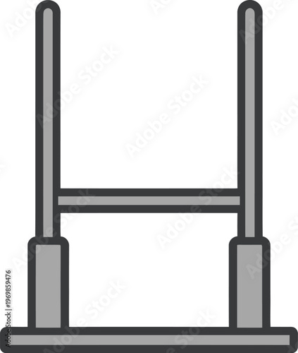 Gray metal gate with two vertical posts and horizontal bar  isolated on transparent background