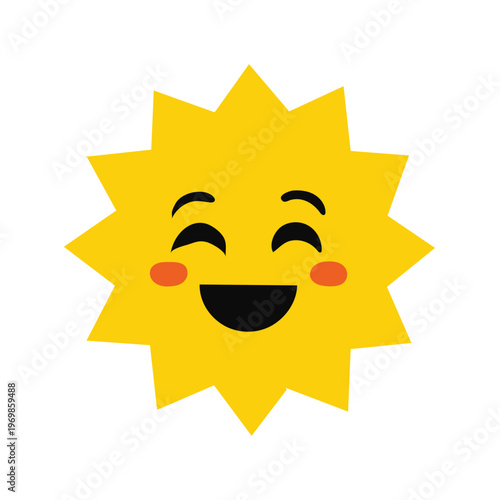 A smiling yellow sun with rosy cheeks