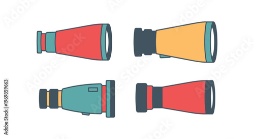 Monocular Line art vector set abstract clean graphic