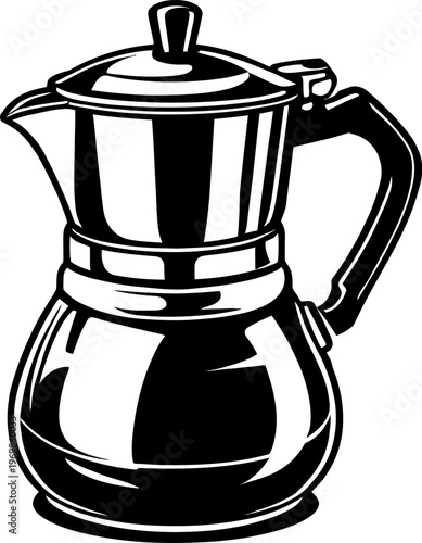 Black and white coffee pot vector illustration