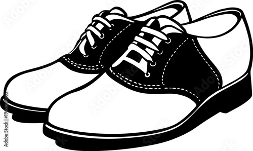 Black and white oxford dress shoes vector illustration