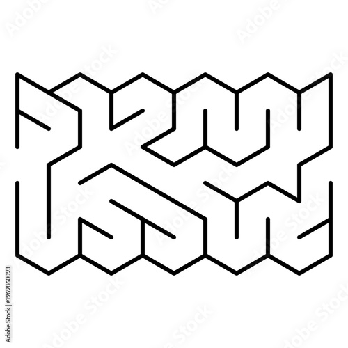 Simple black and white maze pattern for kids activity fun on transparent background