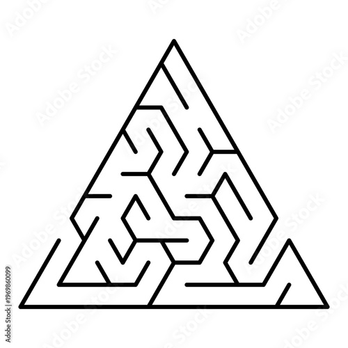 Triangular maze activity for kids isolated on a transparent background