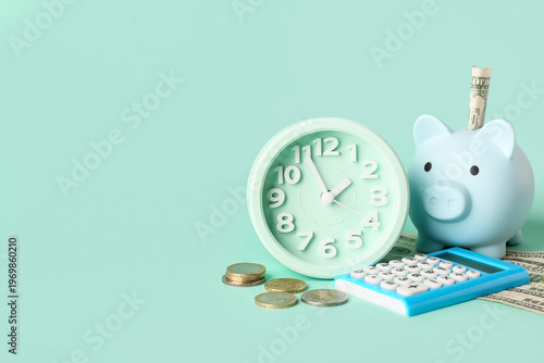 Alarm clock with money, cal...