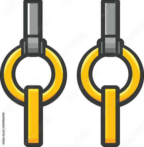 Cartoonstyle illustration of two yellow door handles with gray locks