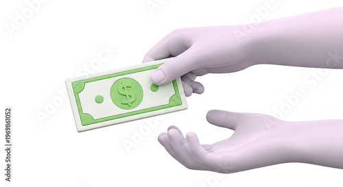 Giving Money Hand with Dollar Bill