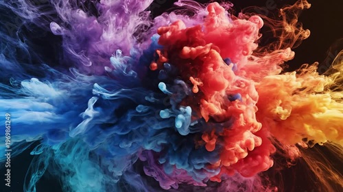 Vibrant colorful smoke explodes in a dynamic abstract motion 202602171309
