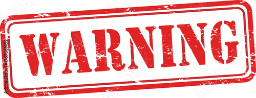 Red Warning Rubber Stamp with Grunge Effect on White Background: Alert Sign for Safety Notices, Urgent Messages, and Industrial Hazard Prevention in Workplace