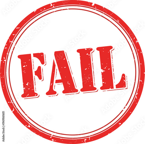 Distressed Red "Fail" Stamp: A Bold Visual Statement for Feedback, Assessments, and Constructive Criticism Depicting Error, Rejection, or the Need for Improvement in Evaluations