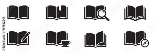 Educational Books and Reading Literature Icon Set. Vector Illustration.	
