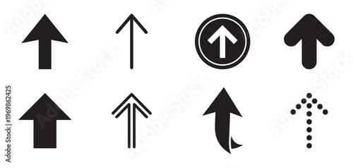 Up Arrow Set for Growth and Direction Navigation. Vector Illustration.	

