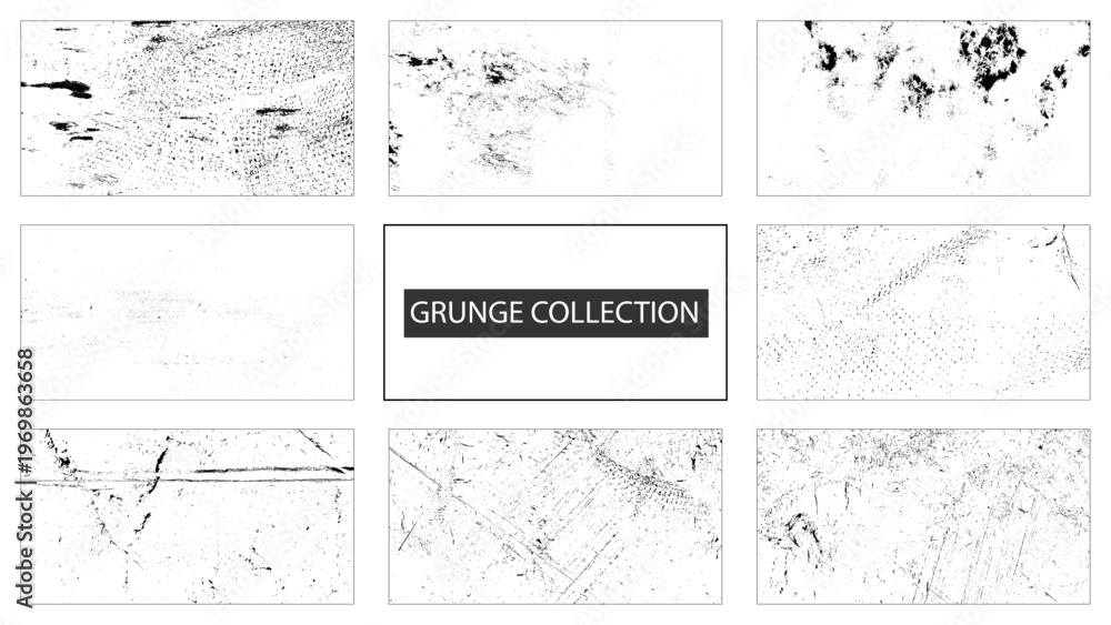 Obraz premium Distressed Dust and Scratch Overlay Pack. Black Grunge Texture Overlay Bundle