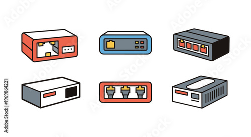 Network Switch Line art vector minimal abstract colorful shapes