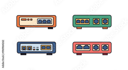 Network Switch Line art vector modern abstract clean