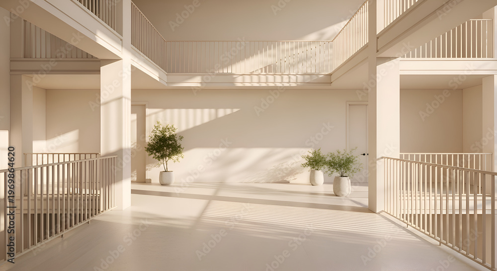 Fototapeta premium Modern interior design with staircase.