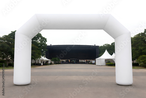 White Inflatable Arch Gate Mockup, Clean Blank Template
