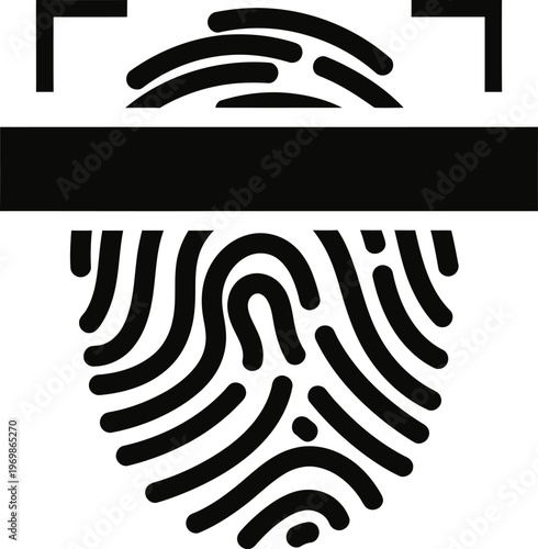 Fingerprint scan, biometric authentication, security icon, identification symbol, vector graphic