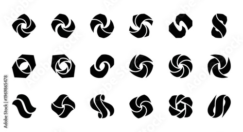 Abstract Swirl Shapes Set, Spiral Icons Collection