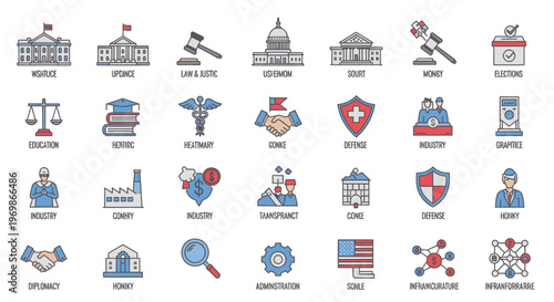 law and justice icons set.