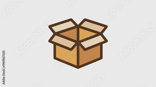 Minimalist open cardboard box icon – Ideal for shipping, delivery services, or e-commerce packaging.