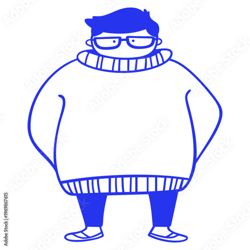 Oversize Person Character Cartoon Doodle Illustration