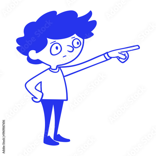 Person Pointing Finger Cartoon Doodle Illustration