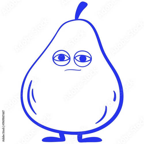 Tired Pear Character Cartoon Doodle Illustration