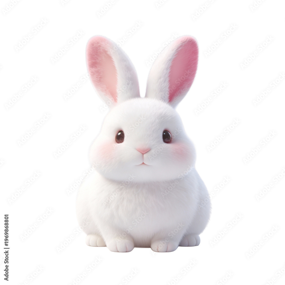 Fototapeta premium Cute White Fluffy Cartoon Rabbit