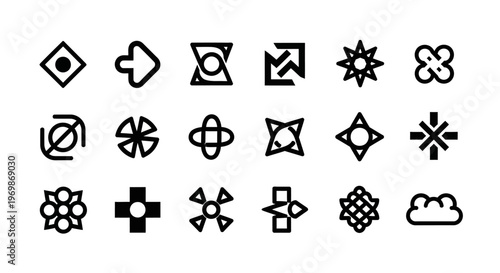 Geometric Shape Set, Abstract Minimalist Icons