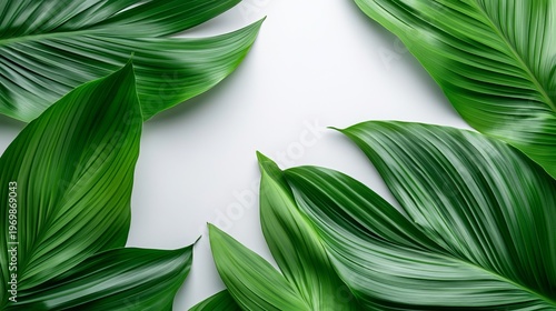 Lush Greenery and Leafy Details in a Botanical Design Creating a Serene Natural Layout of Springtime