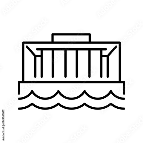 Bahrain landmark icon. Travel and waterfront landmark line symbol. Black and white.