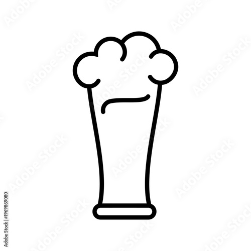 Beer glass icon. Food and alcoholic beverage line symbol. Black and white.