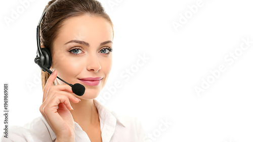 young woman with headset