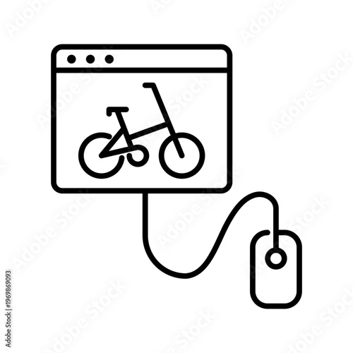 Bike shop website icon. Business and online retail line symbol. Black and white.