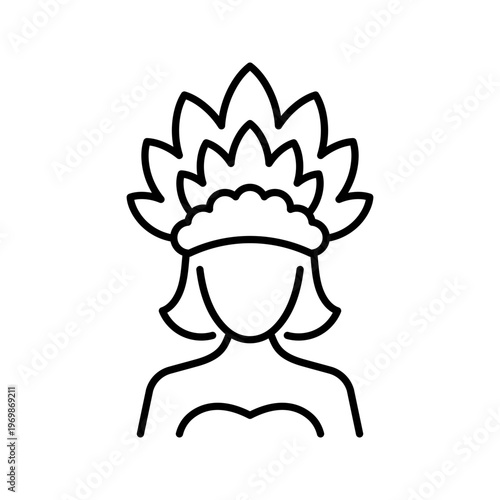 Carnival dancer icon. Entertainment and carnival line symbol. Black and white.