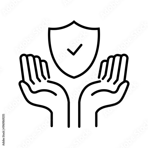 Car insurance icon. Business and auto insurance line symbol. Black and white.