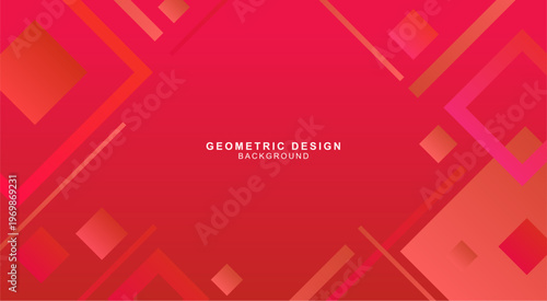 斜めの四角形と線で組み合わせた赤色の幾何学的な背景素材