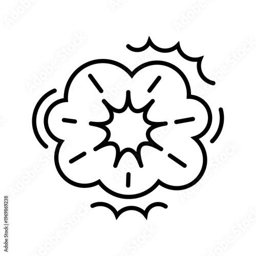 Chemical explosion icon. Science and chemistry line symbol. Black and white.