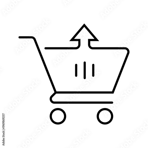 Cart removal icon. Business and ecommerce line symbol. Black and white.